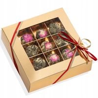 Zestaw Kwitnących herbat 9szt PREZENT podziękowanie różne SMAKI BOMBONIERKA