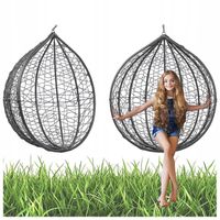 FOTEL OGRODOWY WISZĄCY KOKON DUŻY KOSZ KORFU SZARY BEZ PODSTAWY