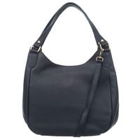 VERA PELLE torebka skórzana shopper worek z paskiem V573 granatowa