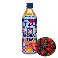 Bubble tea napój o smaku truskawki i borówki z popping kulkami Boba Cat 500ml