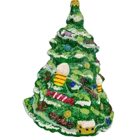 Bombka choinkowa szklana: Duża zielona choinka z ozdobami