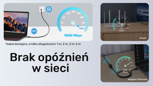 Unitek Kabel Ethernet USB C RJ-45 LAN, przewód sieciowy, 1m na Arena.pl