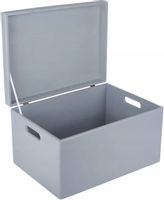 Pudełko drewniane szare z uchwytami 40x30x24 cm