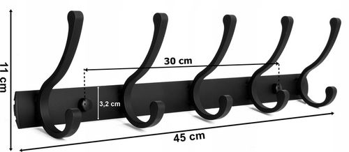 WIESZAK ŚCIENNY NA KURTKI UBRANIA KLUCZE LOFTOWY CZARNY PRZYKRĘCANY na Arena.pl