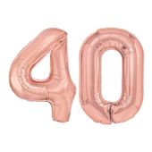 Balony foliowe liczba 40 różowe złoto, 100 cm