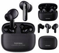 CZARNE SŁUCHAWKI Bezprzewodowe Dokanałowe TONSIL T50 BT Bluetooth IPX5 V5.3