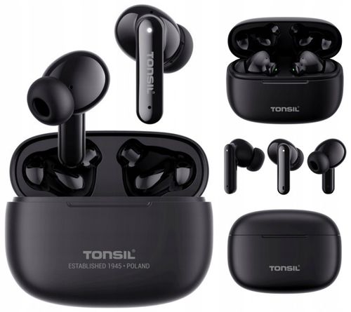 CZARNE SŁUCHAWKI Bezprzewodowe Dokanałowe TONSIL T50 BT Bluetooth IPX5 V5.3 na Arena.pl