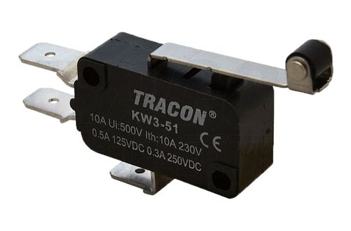 Wyłącznik krańcowy mikro z dźwignią ze sprzężyną i rolką TRACON na Arena.pl