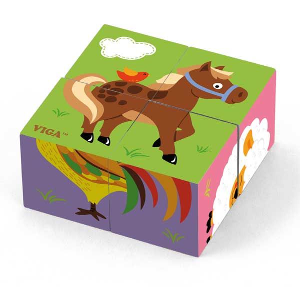 VIGA Kostki Puzzle Farma zdjęcie 1