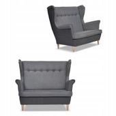 Sofa kanapa uszak ARI DUO skandynawska Family Meble szaro - szara