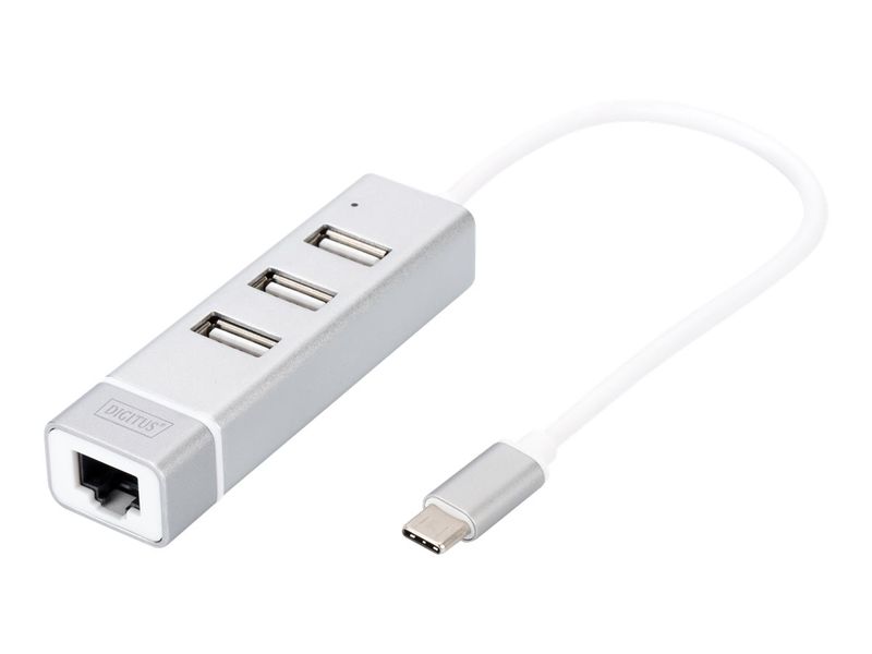 Digitus | USB Type-C 3-Port Hub + Fast Ethernet LAN Adapter | DA-70253 zdjęcie 1