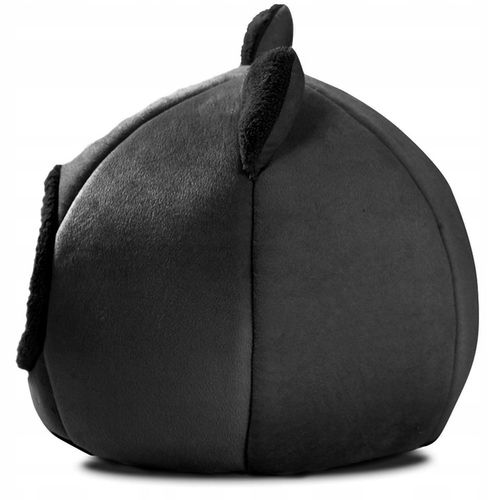 Domek dla kota, budka, legowisko pluszowe z uszkami czarne na Arena.pl