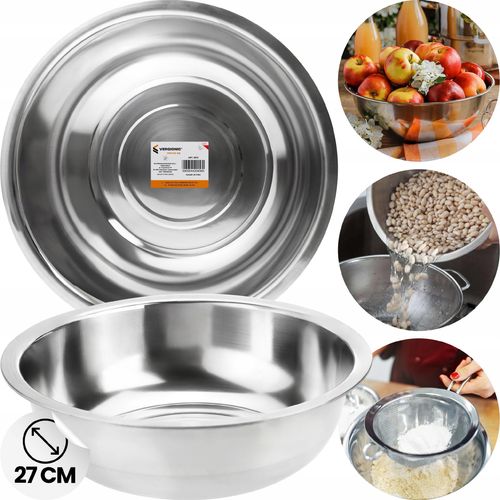 Miska stalowa nierdzewna Ø27 cm 3L VERGIONIC - kuchenna, okrągła na Arena.pl