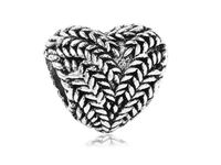 Rodowany srebrny charms do pandora serce serduszko kłosy heart srebro 925 QS0108