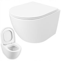 MISKA WC BIAŁA RIMLESS DESKA WOLNOOPADAJĄCA DUROPLAST WIROWE SPŁUKIWANIE