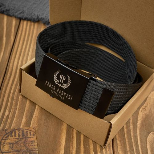 pasek do spodni męski 105 cm klasyczny pasek parciany czarny na Arena.pl