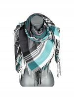 Versoli miękka i ciepła chusta krata frędzle krata turkus czarny REC-75 4#