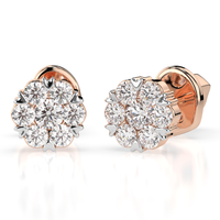 kolczyki z różowego złota 585 z diamentem (brylantem) 0,21 ct lab