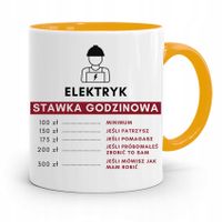 Kubek Żółty Prezent Elektryka Stawka Godzinowa Z Nadrukiem Ze Zdjęciem