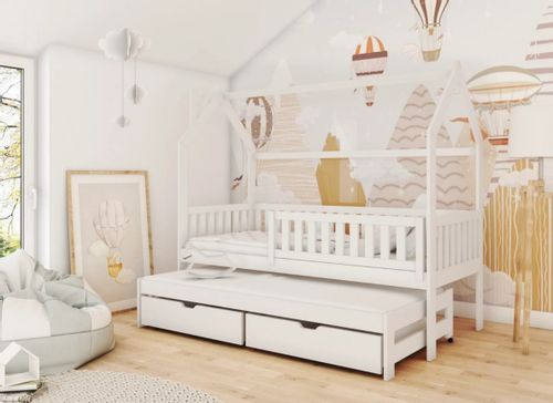 Łóżko 2- osobowe domek Moneky 90x190 z wysuwem na Arena.pl