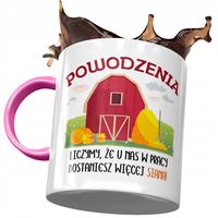 Kubek Różowy Na Powitanie Przywitanie W Pracy Z Nadrukiem Ze Zdjęciem