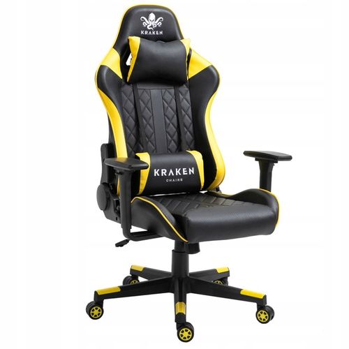 FOTEL GRACZA GAMINGOWY OBROTOWY KRZESŁO BIUROWE DO BIURKA ŻÓŁTY na Arena.pl