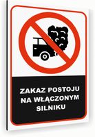 Tabliczka znak informacyjny 20x15 Biała ZAKAZ POSTOJU Aluminiowa NADRUK UV