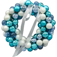 Stroik Świąteczny z mini bombek: niebiesko-biały