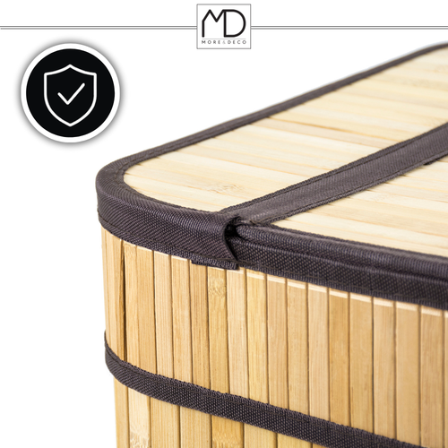 SKŁADANY KOSZ POJEMNIK NA PRANIE BIELIZNĘ Z POKRYWĄ BAMBUSOWY DREWNIANY 80L na Arena.pl