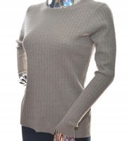 Damski sweter klasyczny elegancki warkocz uni beż