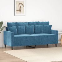 Sofa 2-osobowa, niebieski, 140 cm, tapicerowana aksamitem
