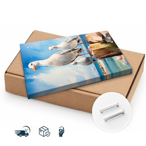 Obraz Na Płótnie Abstrakcyjne Mewy Na Tle Morza 80cm x 120cm na Arena.pl