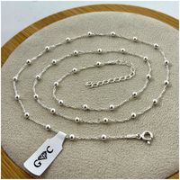 SREBRNY ŁAŃCUSZEK DAMSKI SINGAPUR Z KULECZKAMI REGULOWANY SREBRO PRÓBA 925