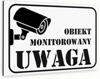 Tabliczka znak informacyjny 40x30 Biała OBIEKT MONITOROWANY Aluminiowa