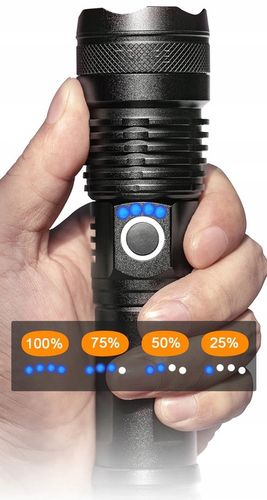 MOCNA LATARKA TAKTYCZNA LED XHP50 ZOOM WOJSKOWA na Arena.pl