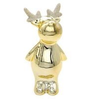 RENIFER CERAMICZNY ZŁOTY FIGURKA DEKORACJA ŚWIĄTECZNA 13cm