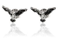 Delikatne oksydowane srebrne kolczyki celebrytki orzeł orzełek ptak bird eagle srebro 925 K2887