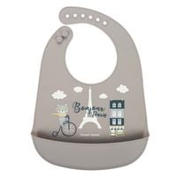 CANPOL Śliniak silikonowy, wodoodporny z kieszonką beżowy