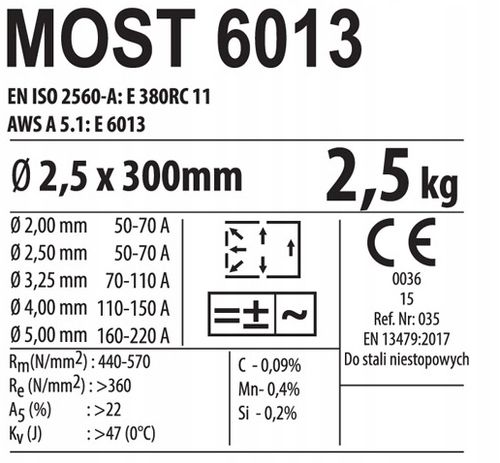 ELEKTRODY RUTYLOWE MOST 6013 (różowe) 2,5mm 2,5kg na Arena.pl
