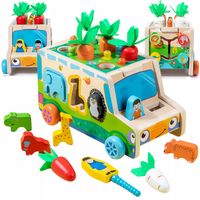 AUTO drewniana kostka edukacyjna SORTER KSZTAŁTÓW układanka przeplatanka