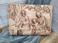 Drewniany obraz Święta Rodzina prezent ślub rocznica oryginalny 25 cm