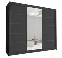 Szafa przesuwna DAVOS VI z lustrem 250cm - garderoba- CZARNY