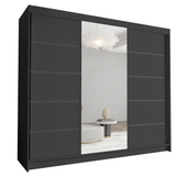 Szafa przesuwna DAVOS VI z lustrem 250cm - garderoba- CZARNY