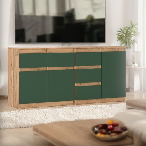 Komoda 5 Szuflad 160cm Szafka Pojemna Nowoczesna Wotan Butelkowa Zieleń na Arena.pl