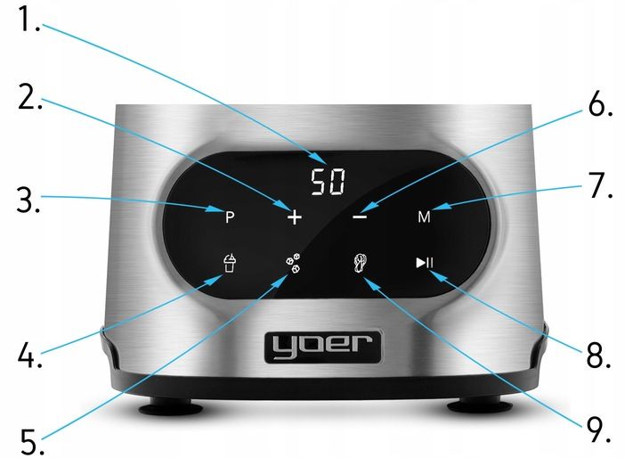 Blender kielichowy Automatyczny Tritan Yoer INOX 2,4L 2200W +Sito do soku zdjęcie 14