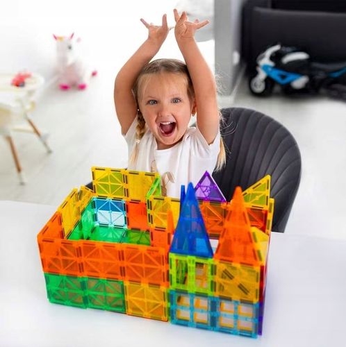 Klocki Magnetyczne 3D Konstrukcyjne Zestaw 88 elementów 3+ Edukacyjne DUŻE na Arena.pl