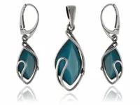 Komplet srebrny z Masą perłową turkusową z0735- 7,7g.