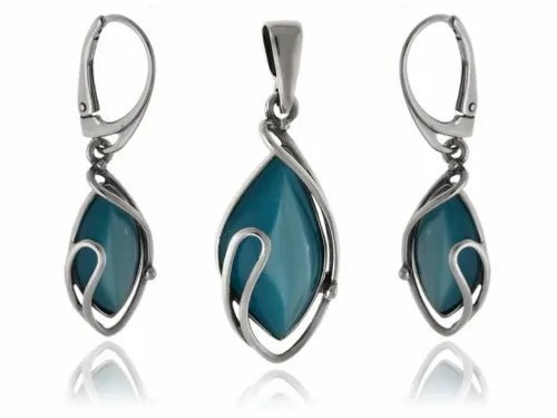 Komplet srebrny z Masą perłową turkusową z0735- 7,7g. na Arena.pl