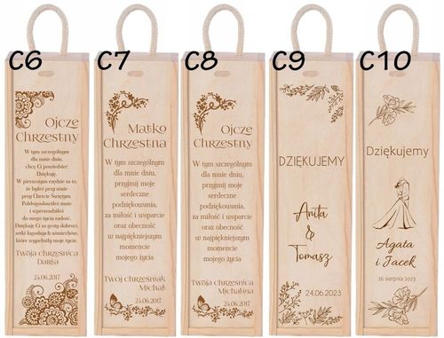 PODZIĘKOWANIA DLA RODZICÓW ŚWIADKÓW CHRZESTNYCH ŚLUB SKRZYNKA NA WINO na Arena.pl