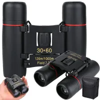 Lornetka 30x60 kompaktowa turystyczna etui myśliwska survival noc dzień — Czarny